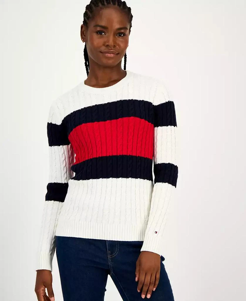 Tommy Hilfiger Women
s Cotton Flag Cable Knit Sweater