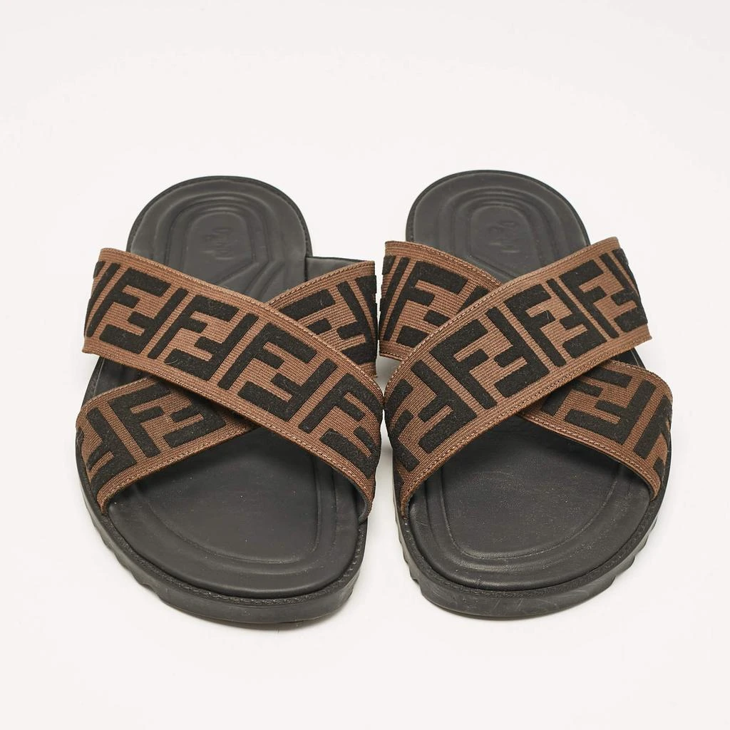Fendi Fendi Brown/Black Zucca Canvas Crisscross Slide Sandals Size 42 3
