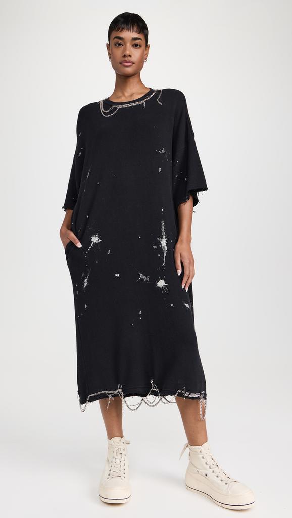 R13 Elongated T-Shirt Dress with Chains