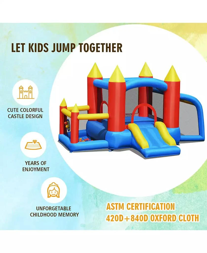 Gymax Inflatable Bounce House Slide Jumping Castle Soccer Goal Ball Pit Without Blower 9