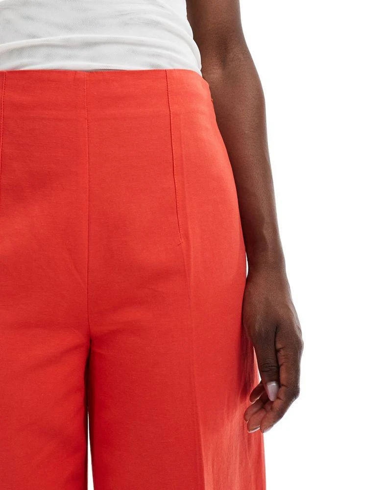 ASOS ASOS DESIGN tailored linen culotte trousers in red 5