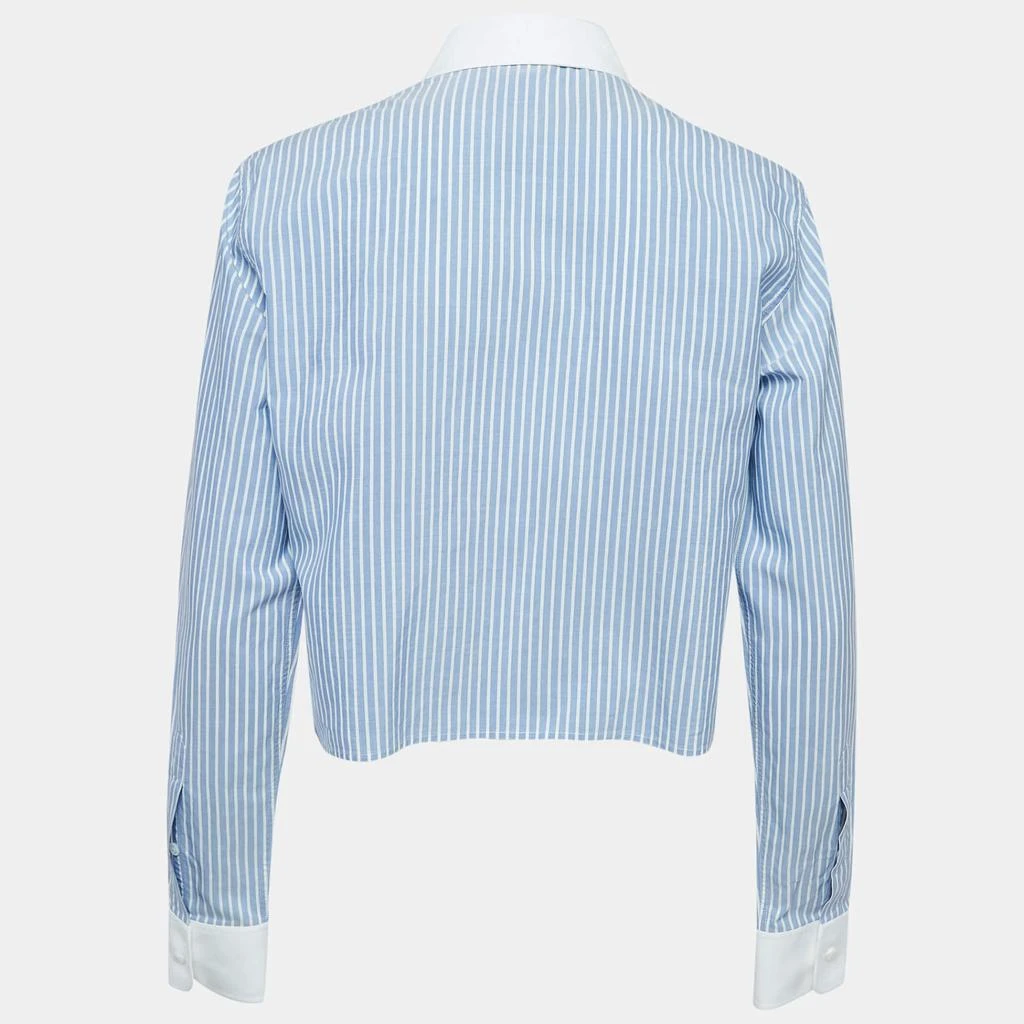 Celine Celine Blue Striped Cotton Button Front Crop Shirt S 2
