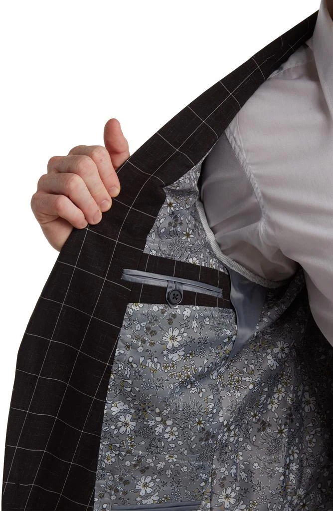 SAVILE ROW CO Black Windowpane Plaid Two Button Peak Lapel Suit 3