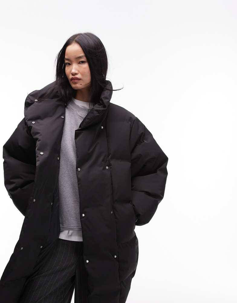 & Other Stories & Other Stories re-down puffer coat with funnel neck in black