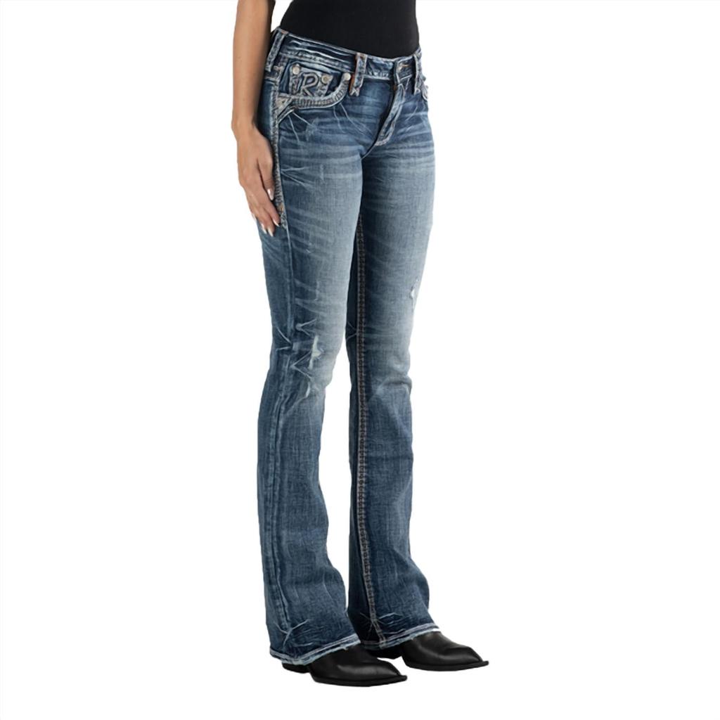 Rock Revival Rock Revival - Stephano Faux Flap Boot Cut Distressed Jean - "34 Inseam