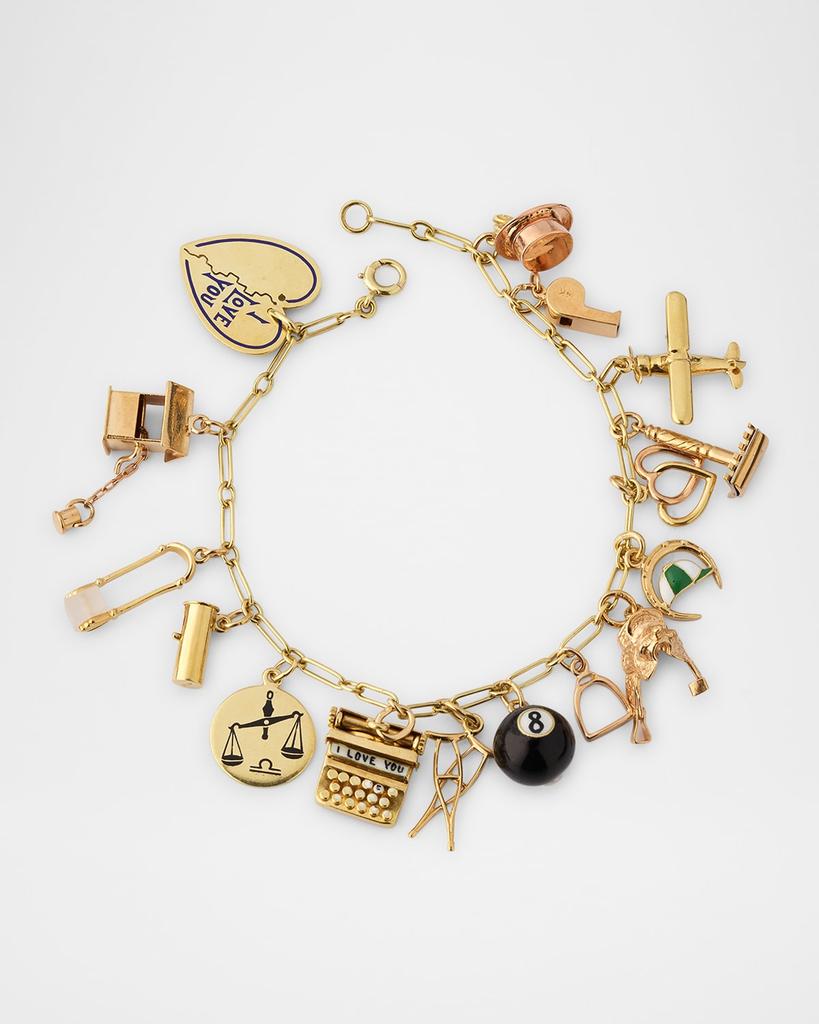 NM Estate Estate 14K Yellow Gold 16 Charm Bracelet