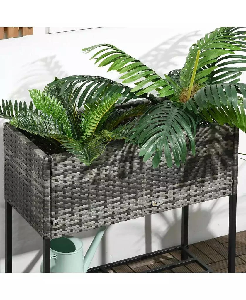 Chic Crate Outsunny Elevated Planter Box with Rattan Look 4