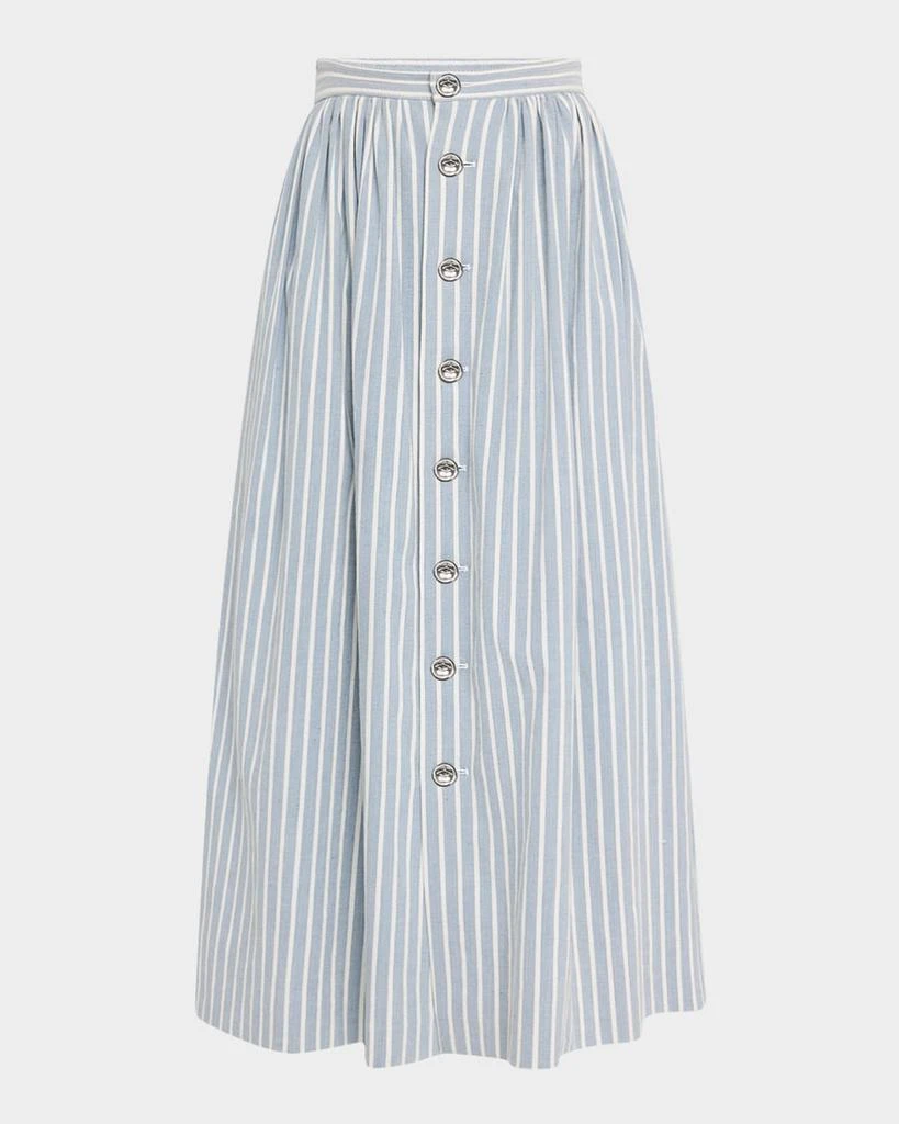Shop Bryce Stripe Denim Button-Front Midi Skirt on Sale at BeyondStyle   Get 61% Off Bryce Stripe Denim Button-Front Midi Skirt with Limited-Time  Flash Deals, Exclusive Discounts, and Special Offers. Enjoy Unbeatable