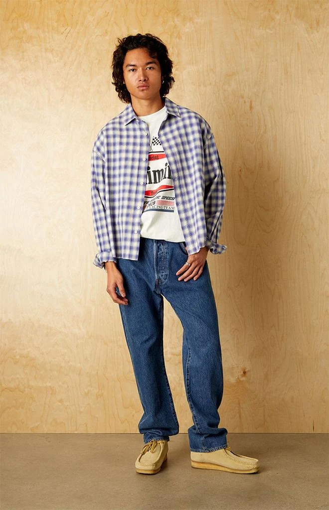PacSun Blue Plaid Long Sleeve Button Down Shirt 5