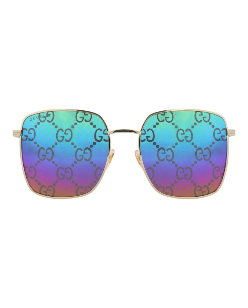 Gucci Square-Frame Metal Sunglasses