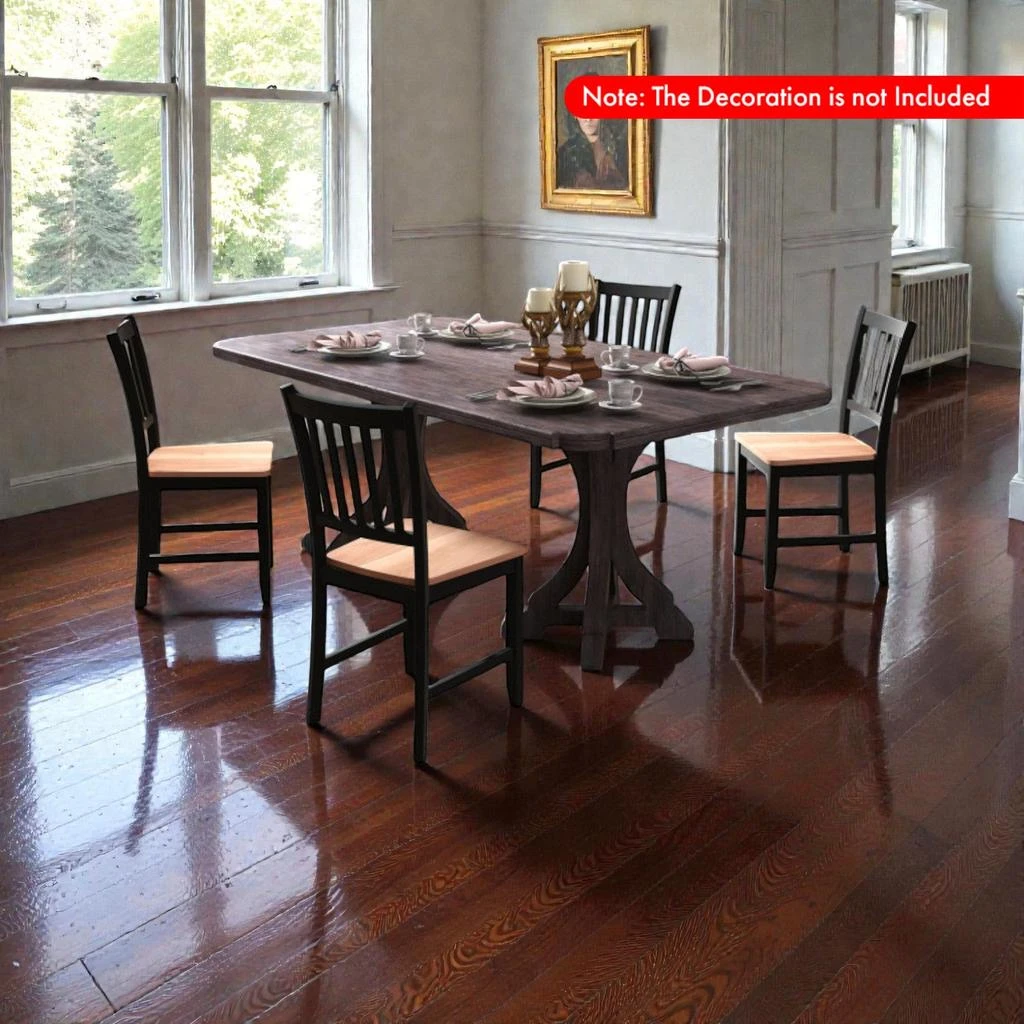 Hivvago Set of 4 Wooden Dining Chairs with Traditional Spindle Back Design 2