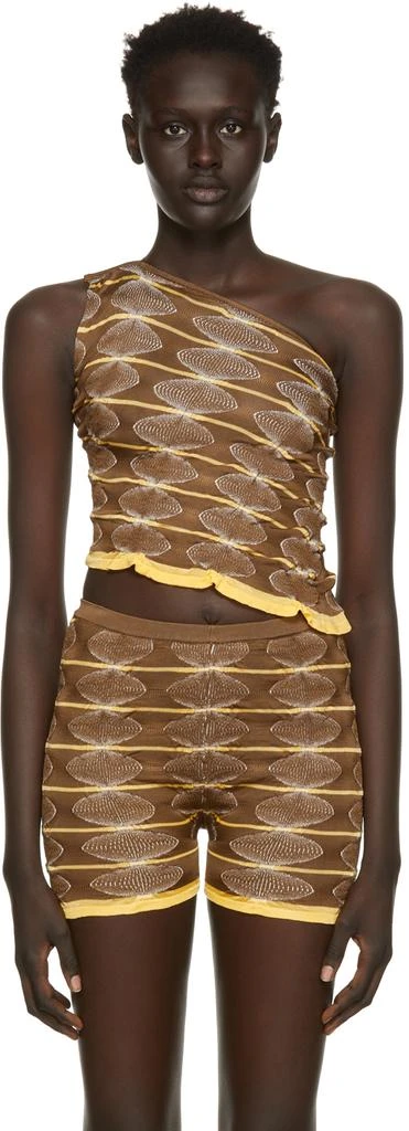 Gimaguas SSENSE Exclusive Brown & Yellow One-Shoulder Tank Top 1