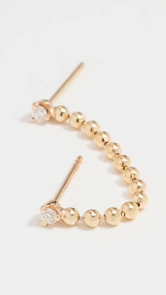 Zoe Chicco 14k Gold Prong Diamonds on Bead Chain Double Stud Earring 3
