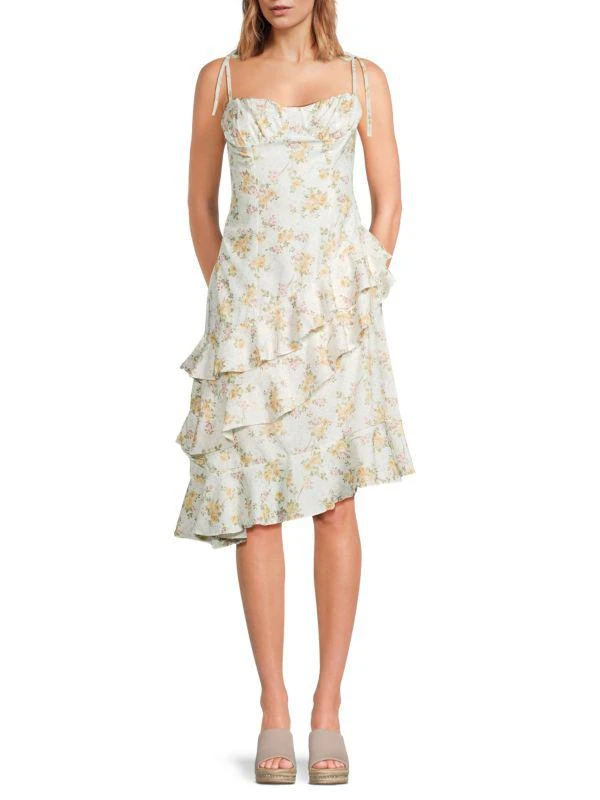 white floral asymmetric dress Floral Asymmetrical Shirtdress – Baci Fashion main image 1