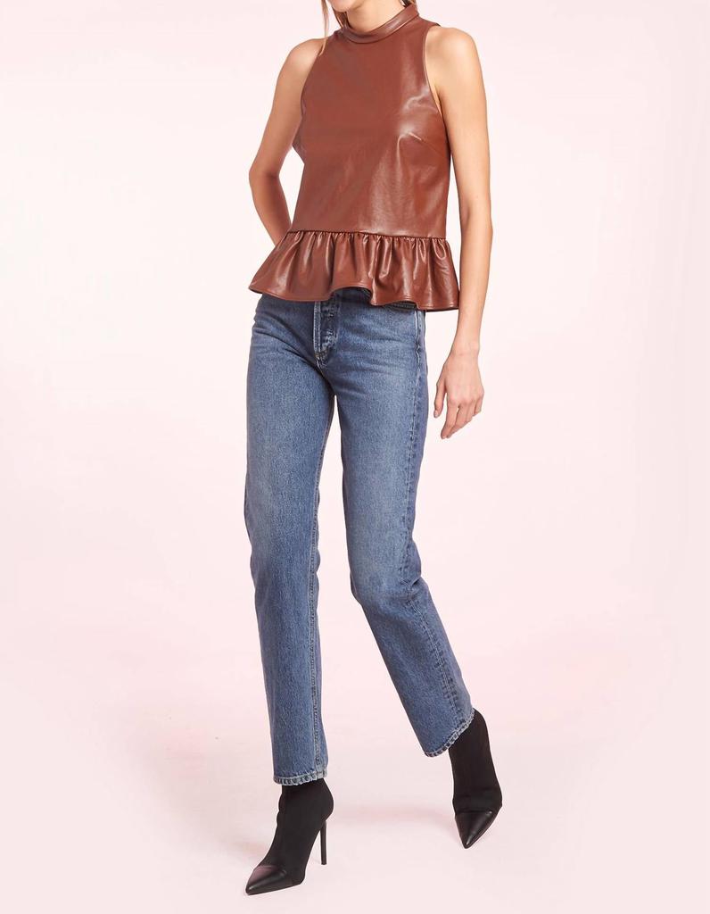 Amanda Uprichard Amanda Uprichard - Anders Faux Leather Peplum Waist Top