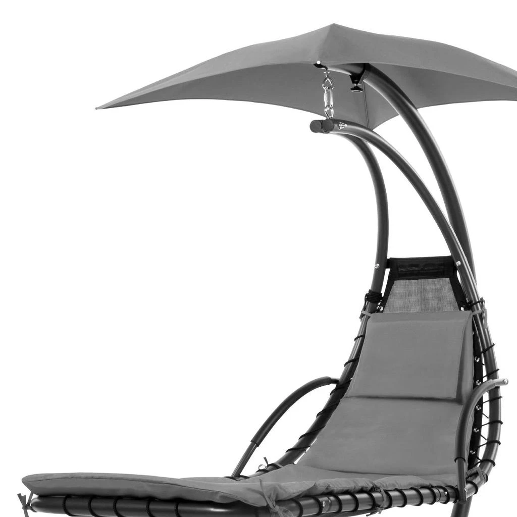Hivvago Grey Single Person Sturdy Modern Chaise Lounger Hammock Chair Porch Swing 4