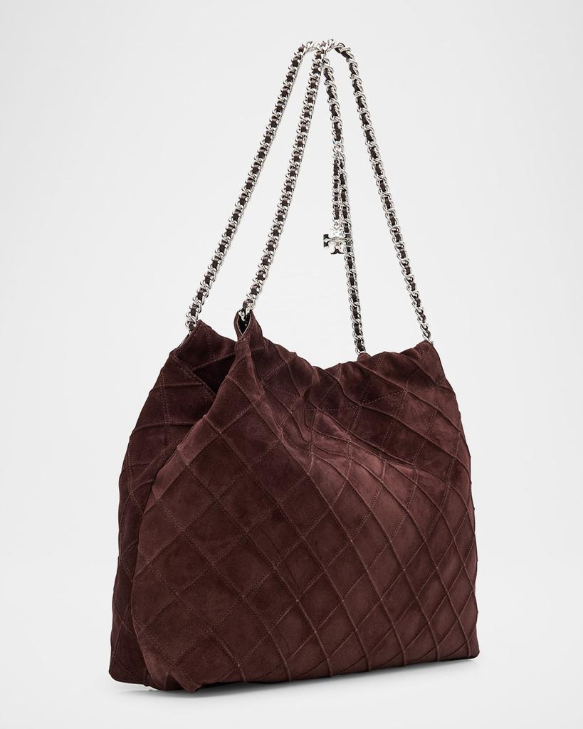 Tory Burch Fleming Quilted Suede Chain Hobo Bag