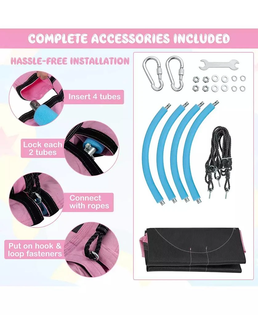 HONGGE 40 Inches Saucer Tree Swing Round with Adjustable Ropes and Carabiners 5