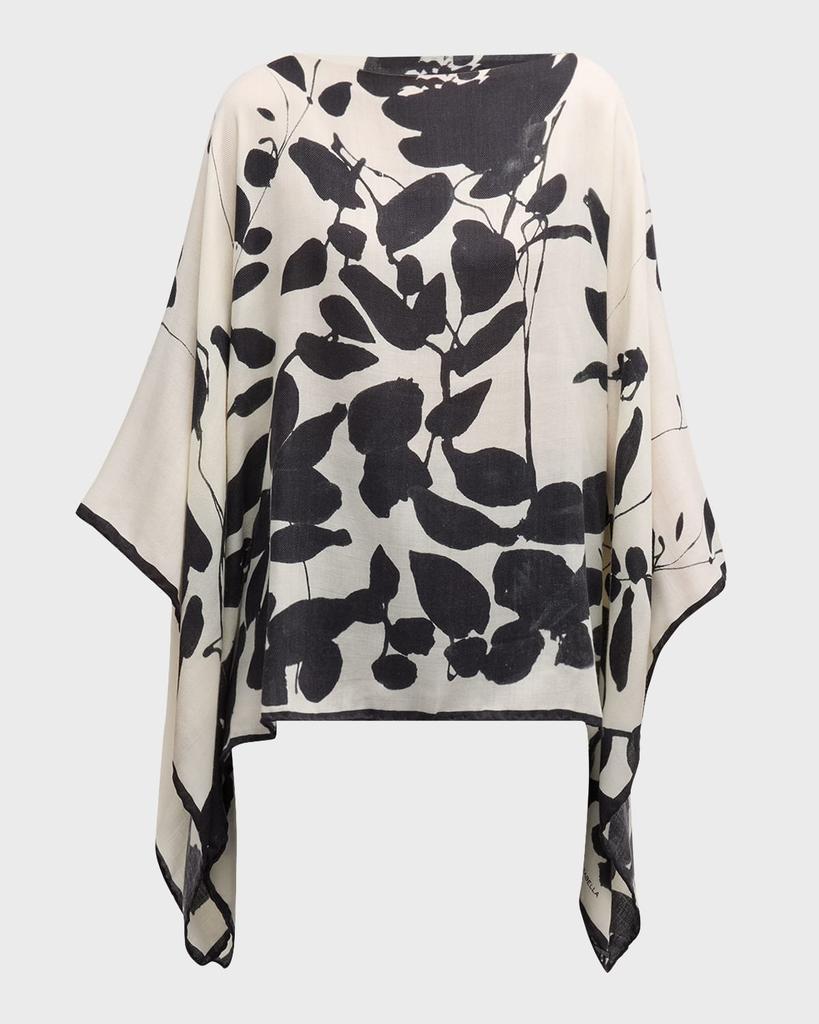 Rani Arabella Placed Flower Cashmere-Blend Printed Poncho