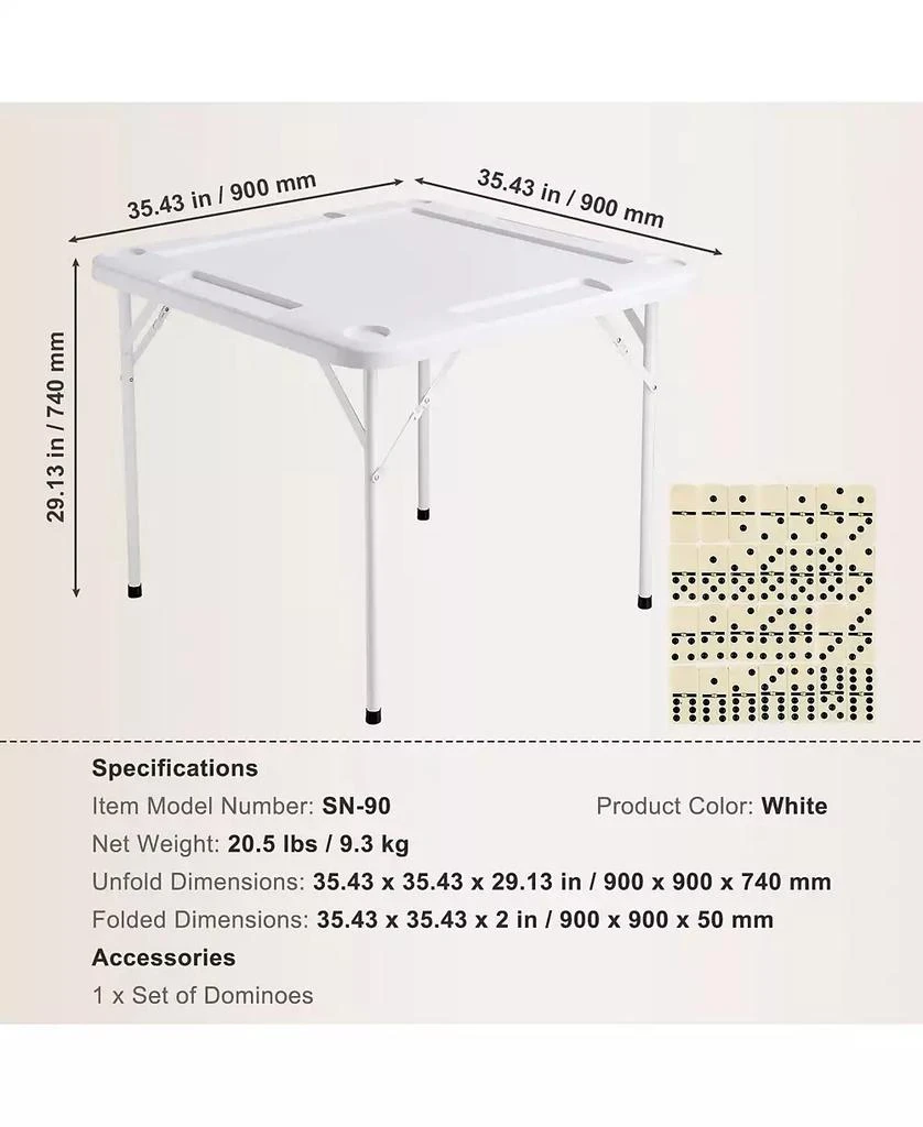 SUGIFT Folding Mahjong Table 4-Player Square Table with Cup Holders 4