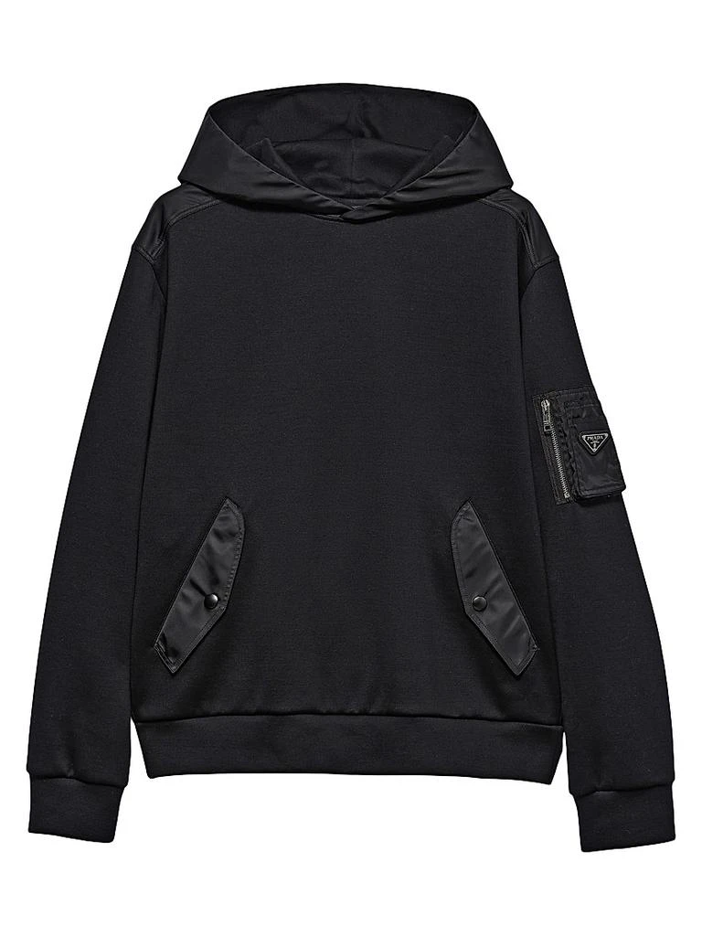 Prada Cotton Fleece and Re-Nylon Hoodie 1