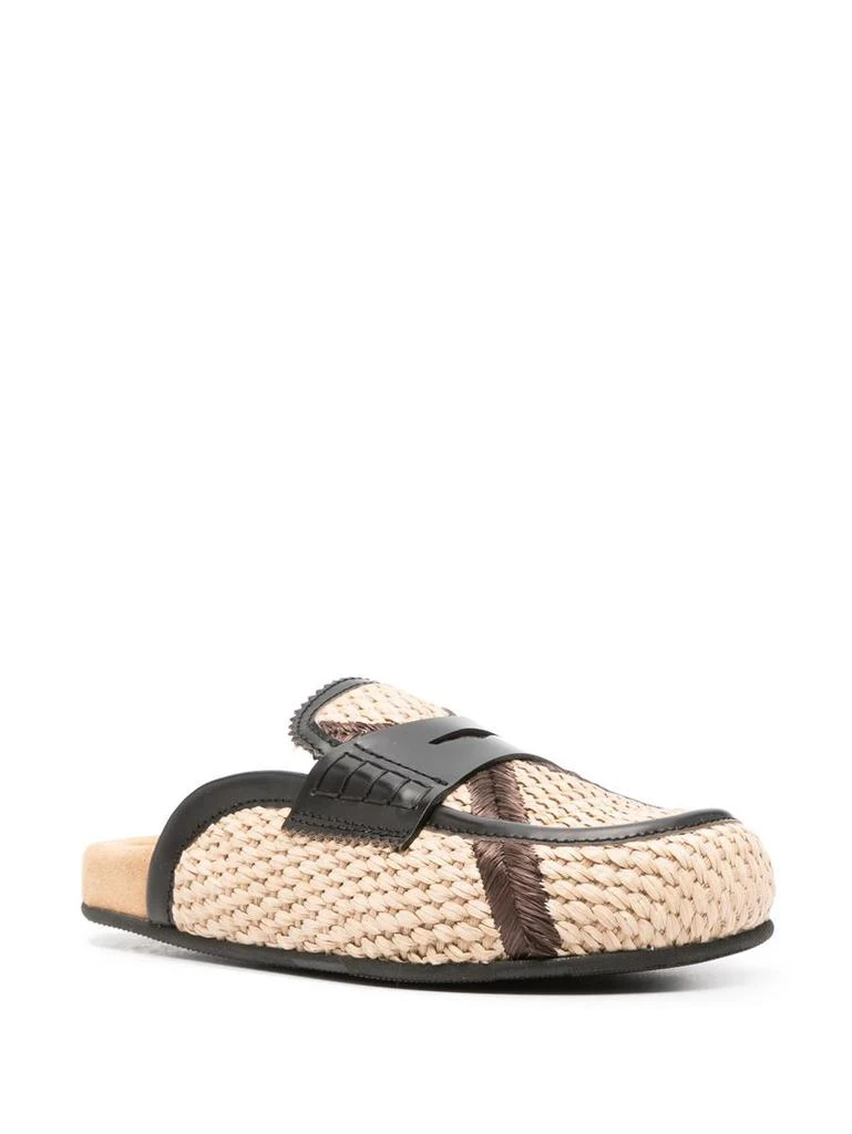 College College Leather-Trim Raffia Mules 2