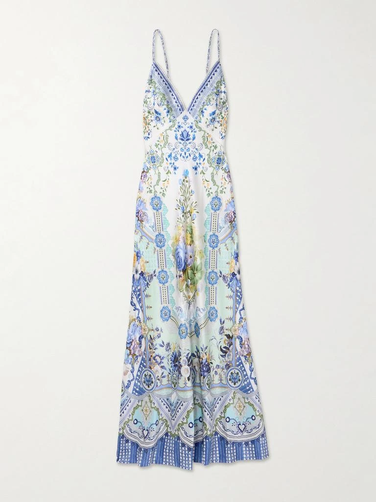 Camilla Crystal-embellished Floral-print Silk-satin Maxi Dress