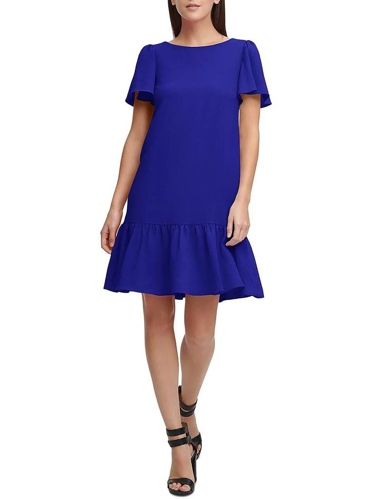 Dkny Shift Dresses DKNY Women's Pleated Tie Neck Shift Dress Blue Size 12