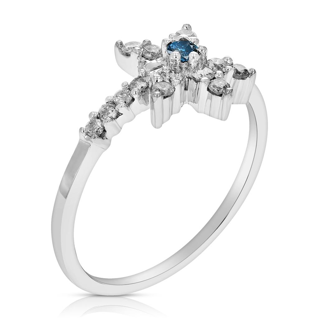 Vir Jewels 0.35 cttw Blue Diamond Ring Fashion Round 10K White Gold