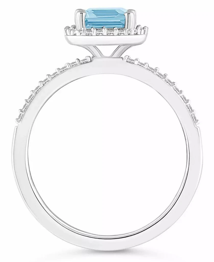 Macy's Lab-Grown Spinel Aquamarine (1-3/4 ct. t.w.) and Lab-Grown Sapphire (1/4 ct. t.w.) Halo Ring in 10K White Gold 3
