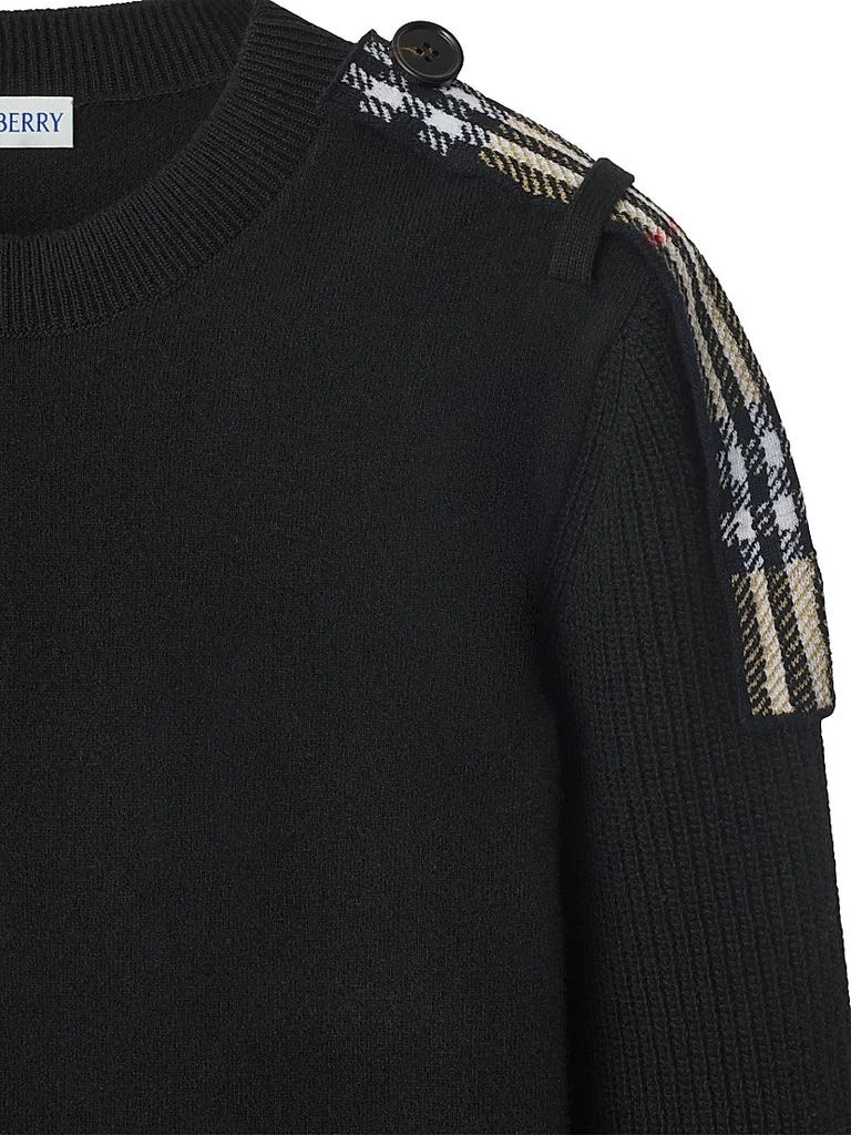 Burberry Check Epaulette Wool 
Cashmere-Blend Sweater 7