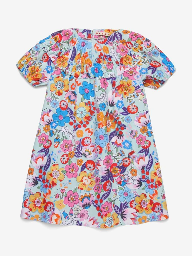 Marni Girls Cotton Floral Print Dress in Multicolour 1