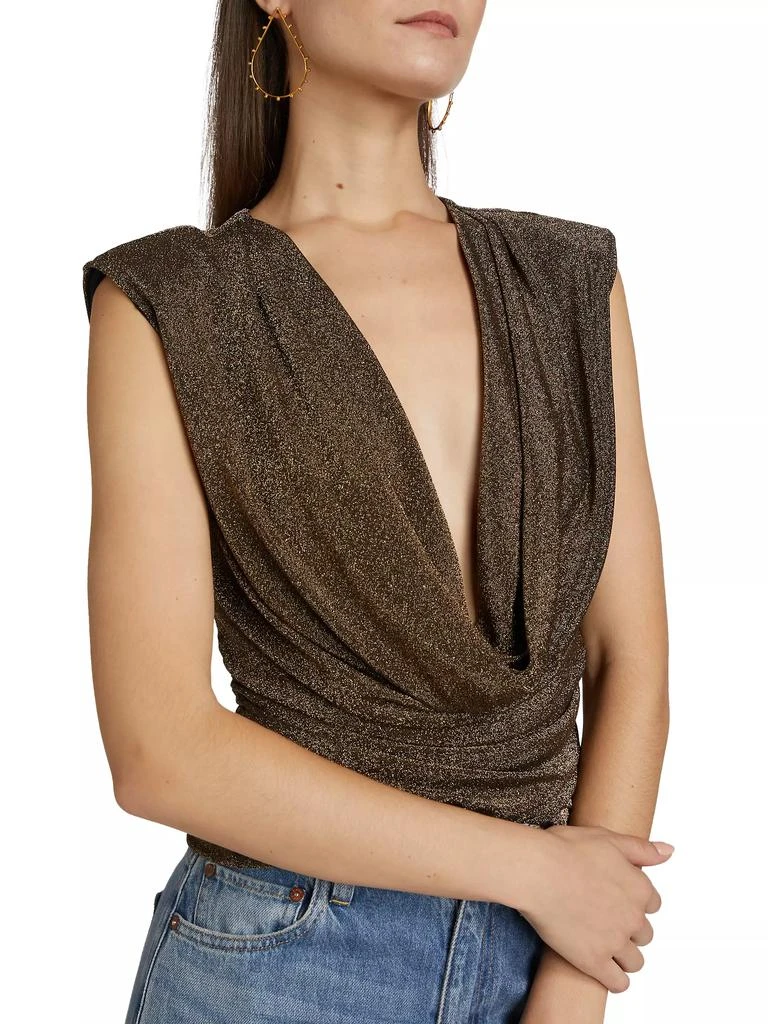 Ramy Brook Consuela Draped Metallic Cowlneck Top 6