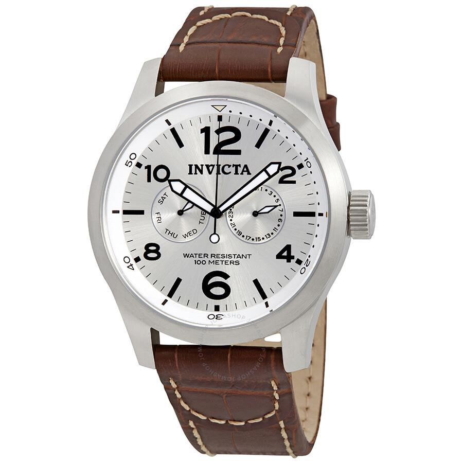 Invicta I Force Multi-Function Silver Dial Brown Leather Men's Watch 0765