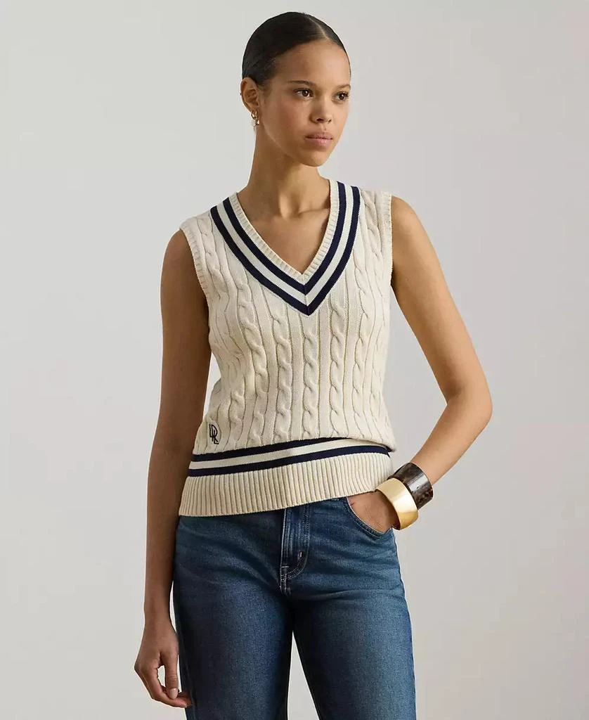Ralph Lauren Women's Cable-Knit Cricket V-Neck Sweater Vest