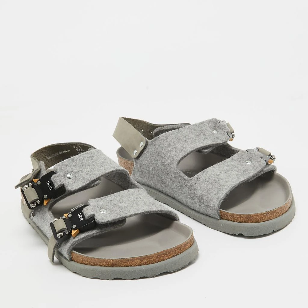 Dior Dior X Birkenstock Grey Wool Slingback Sandals Size 41  4