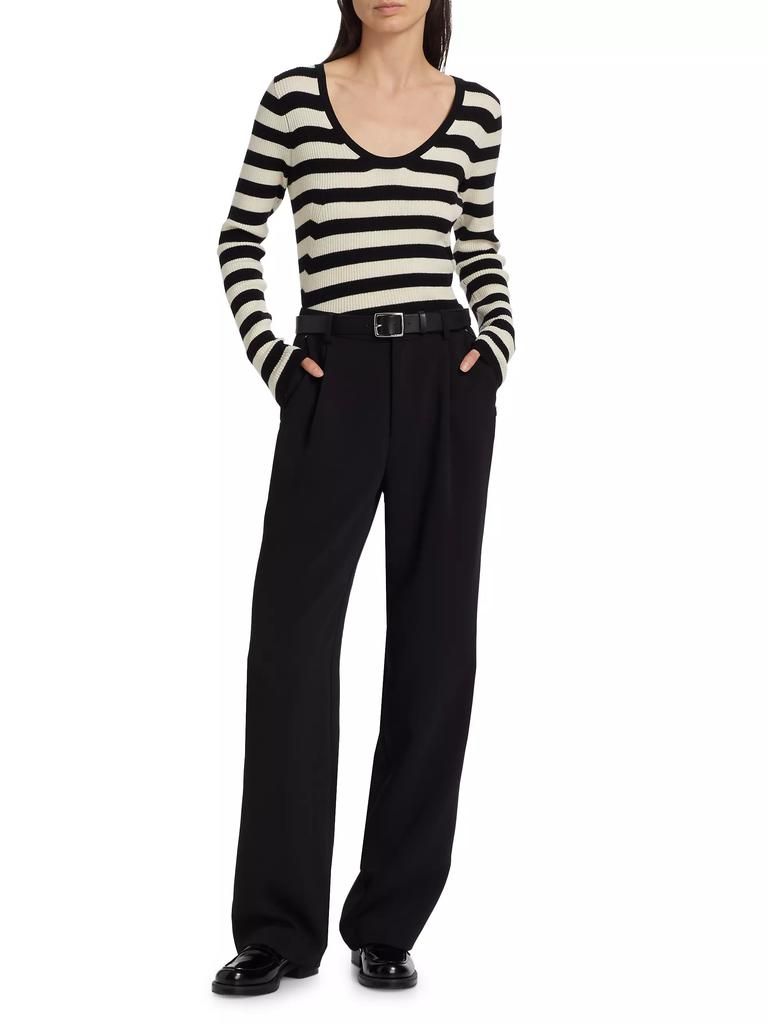 ATM Anthony Thomas Melillo Striped Wool U-Neck Sweater