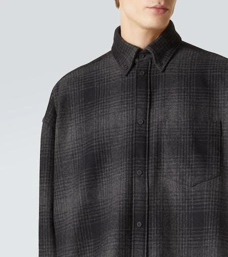 Balenciaga Checked wool-blend flannel shirt 7