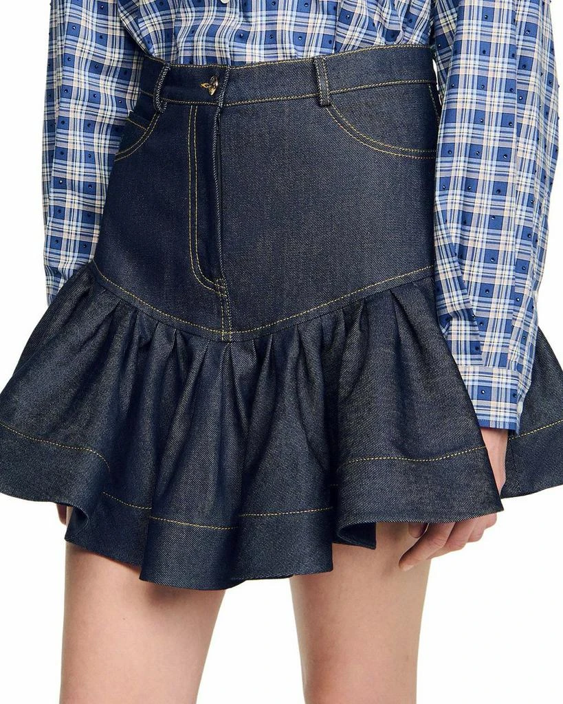 Sandro Ruffled Mini Denim Skirt 4