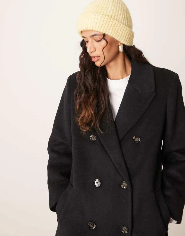 Abercrombie & Fitch Abercrombie & Fitch double breasted long coat in black 2