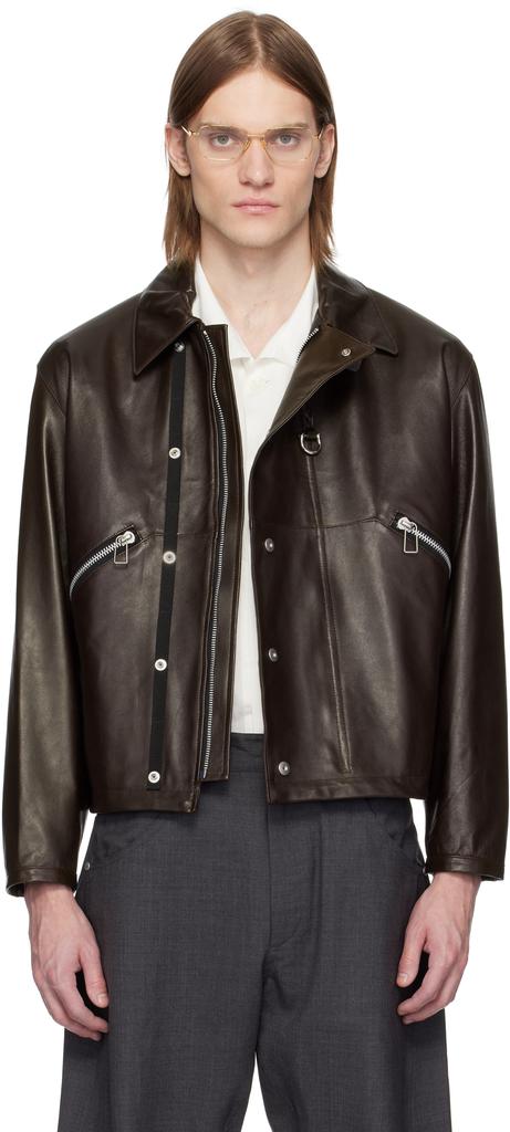 Omar Afridi Brown Drawcord Leather Jacket