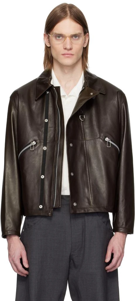 Omar Afridi Brown Drawcord Leather Jacket 1