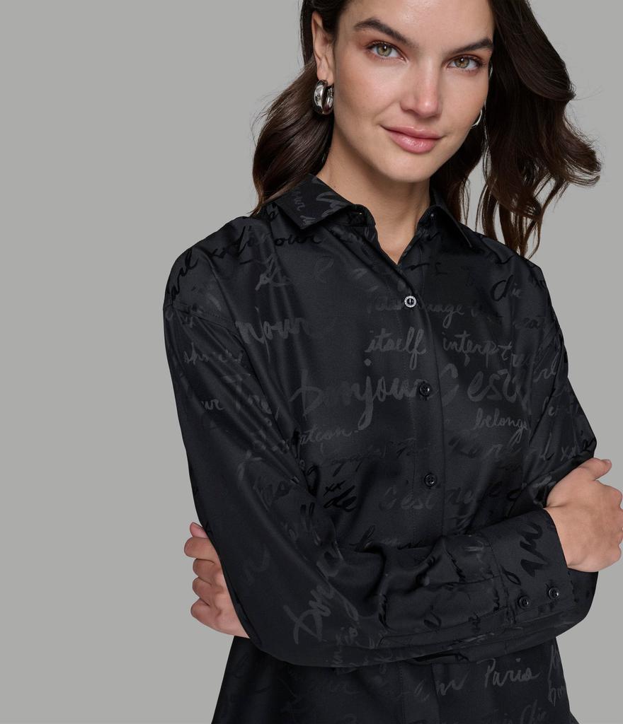 Karl Lagerfeld Paris JACQUARD PRINT SOFT BUTTON DOWN SHIRT