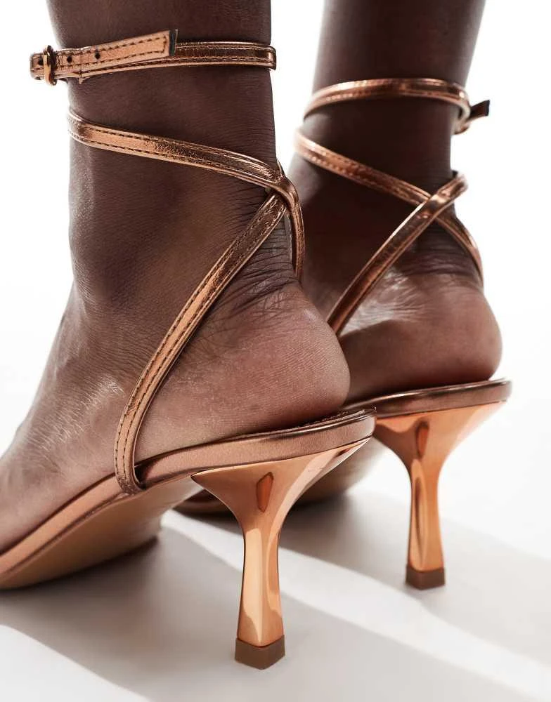 Mango Mango ankle wrap high heel in bronze 2