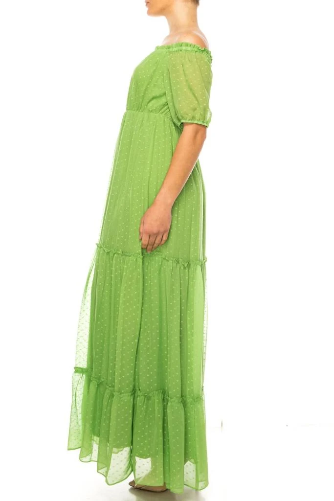 Maison Tara Short Sleeve Tiered Maxi Dress In Grass 2