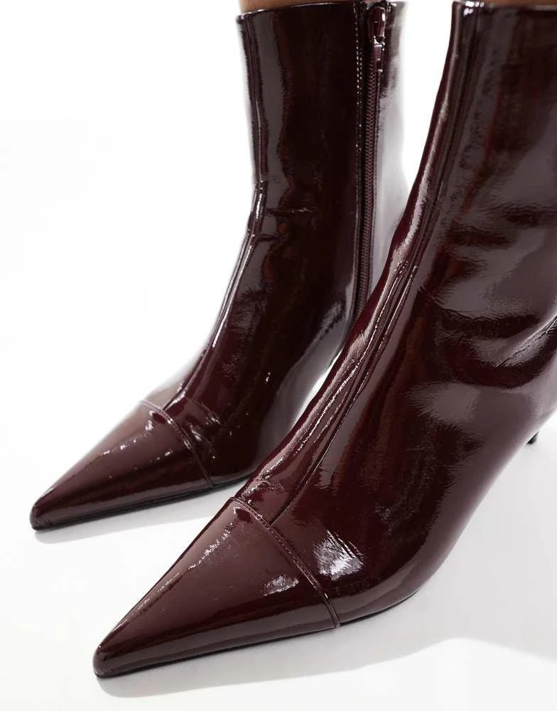 ASOS ASOS DESIGN Rosalie kitten heel mid boots in burgundy 3