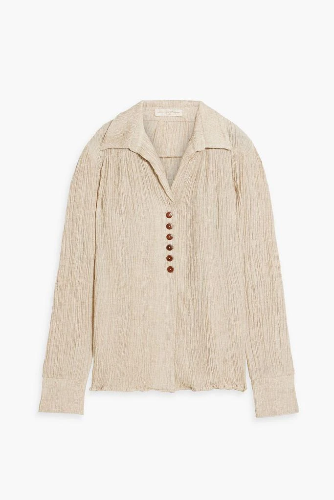 SAVANNAH MORROW Elle plissé silk-blend shirt 1