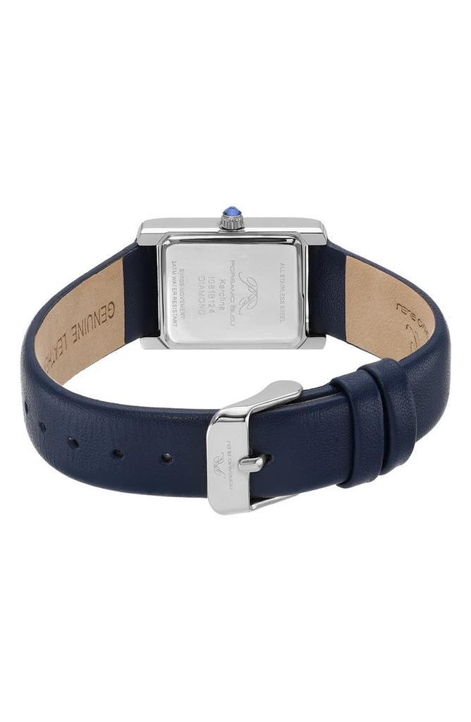 Porsamo Bleu Karolina Diamond Leather Strap Watch, 21.5mm x 30mm - 0.06 ctw