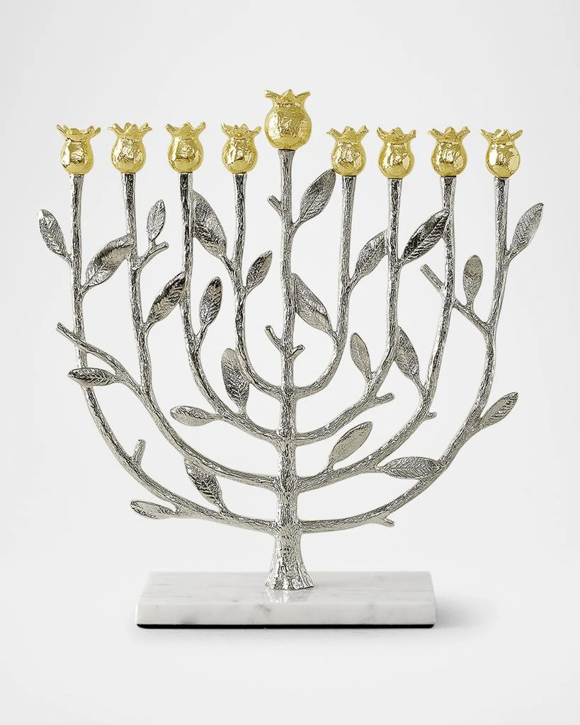 Michael Aram Pomegranate Silver and Gold Hanukkah Menorah with 24K Gold 2