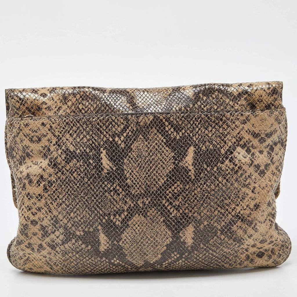 Michael Kors MICHAEL Michael Kors Beige Python Effect Leather Oversized Sloan Chain Clutch 4